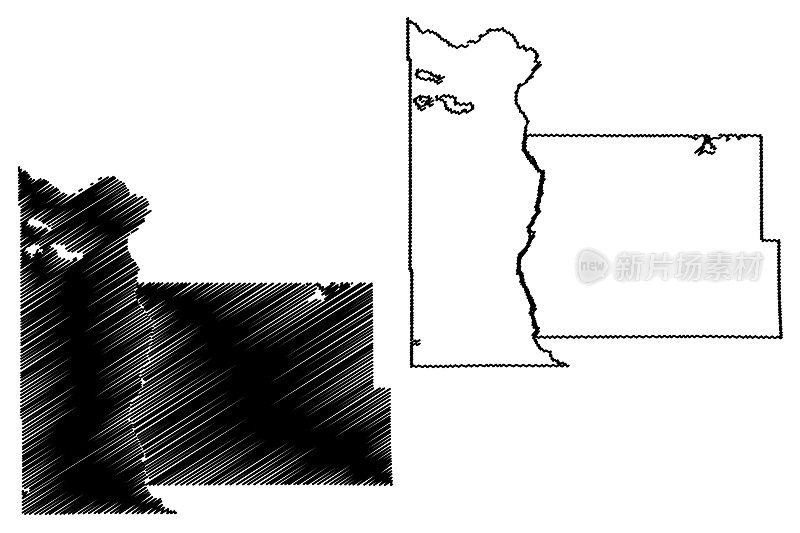 美国明尼苏达州莫里森县(U.S. County, United States, USA, USA)地图矢量插图，草稿莫里森地图